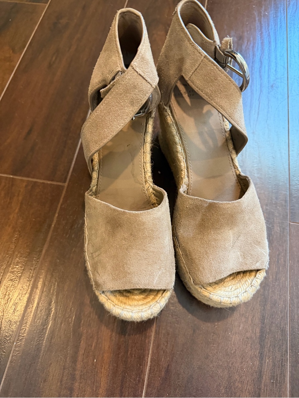 Marc Fisher Suede Espadrille Wedge Sandals - Tan